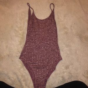 Dusty Pink/Purple Ribbed Backless Bodysuit